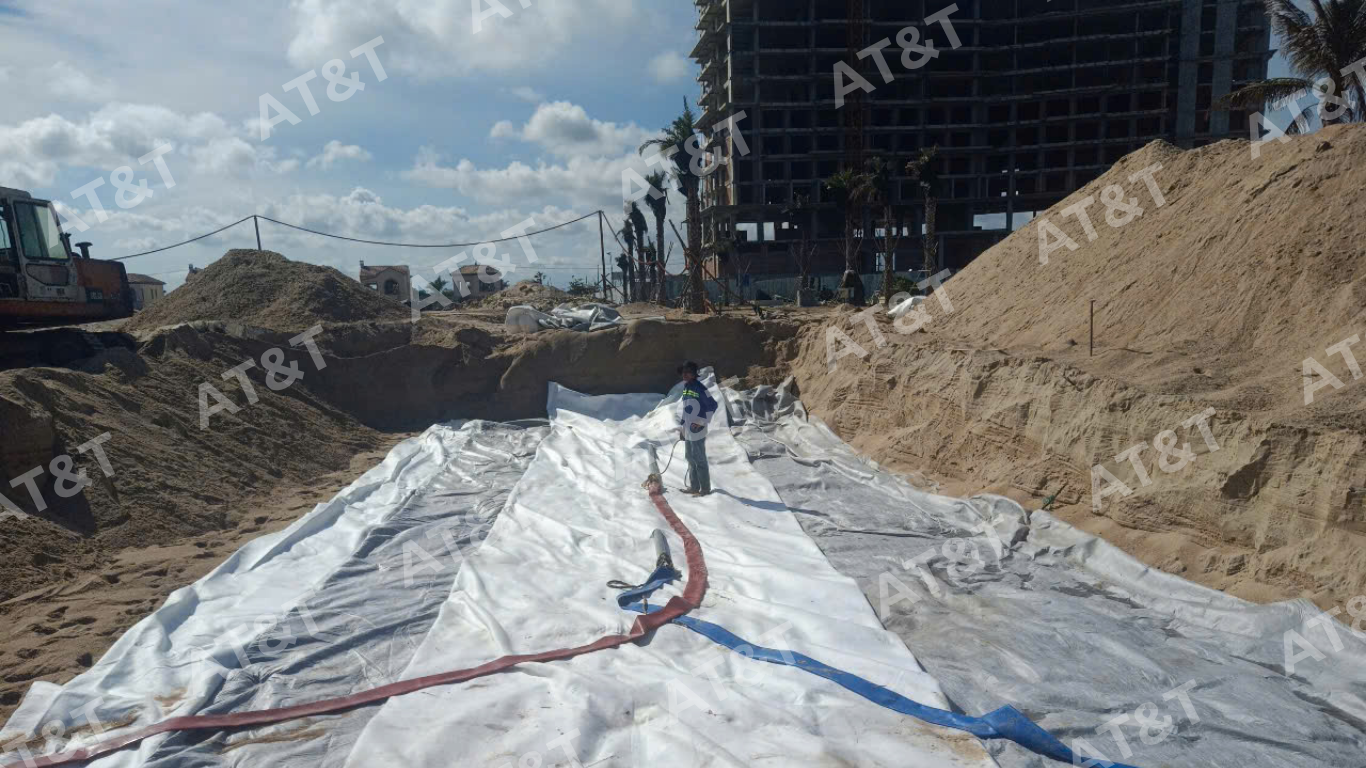 Trải và cố định ống Geotube