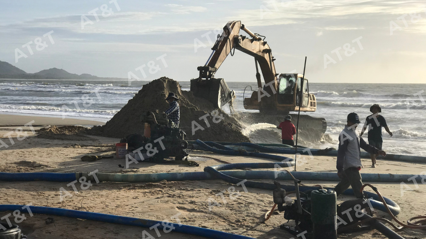 Bơm cát vào bao Geobag