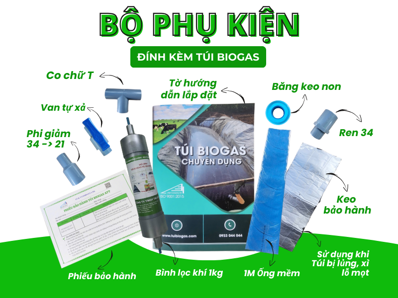 Phụ kiện Túi Biogas khổ ngang 2m