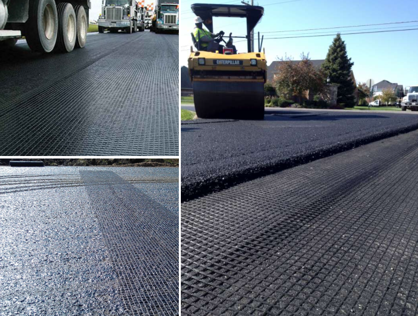 Thi công lưới địa kỹ thuật cốt sợi thủy tinh.