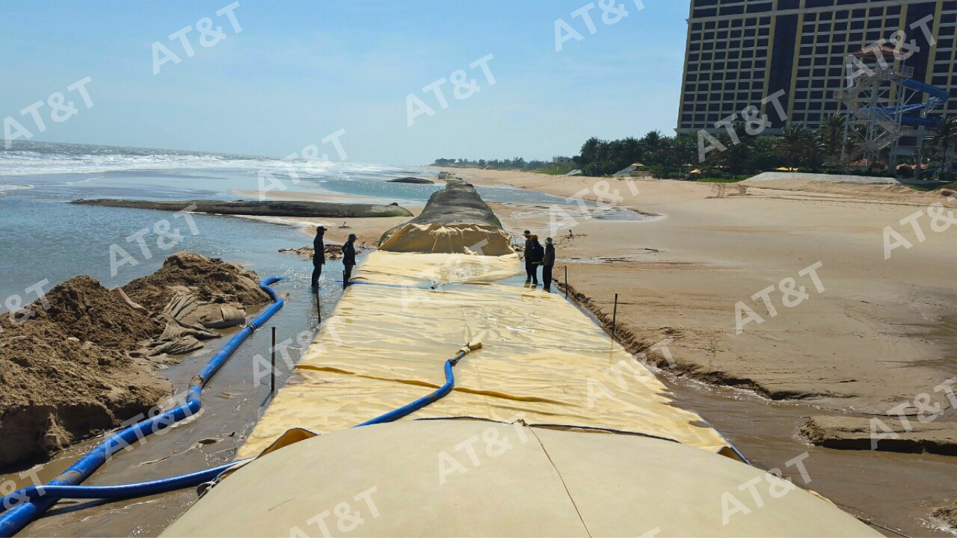 Trải và định vị vòi bơm ống địa kỹ thuật