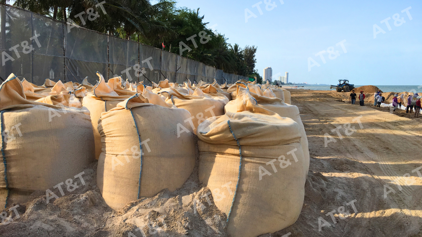Công nghệ nạp cát và đóng bao Geobag