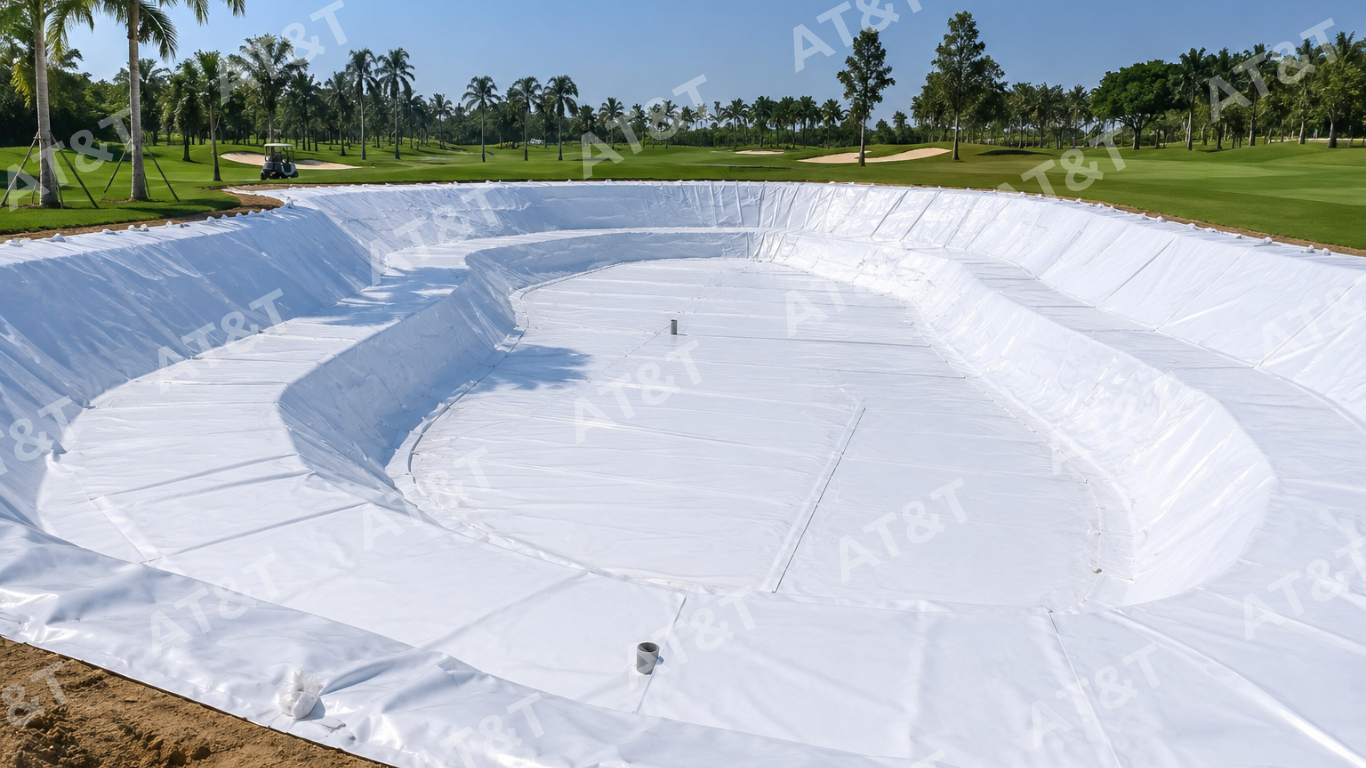 Ứng dụng màng HDPE màu trắng cho hồ cảnh quan sân golf