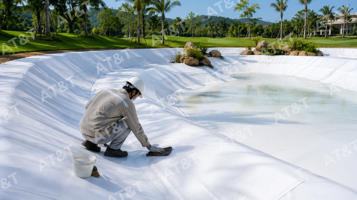 Bảo trì bề mặt màng HDPE màu trắng cho hồ cảnh quan