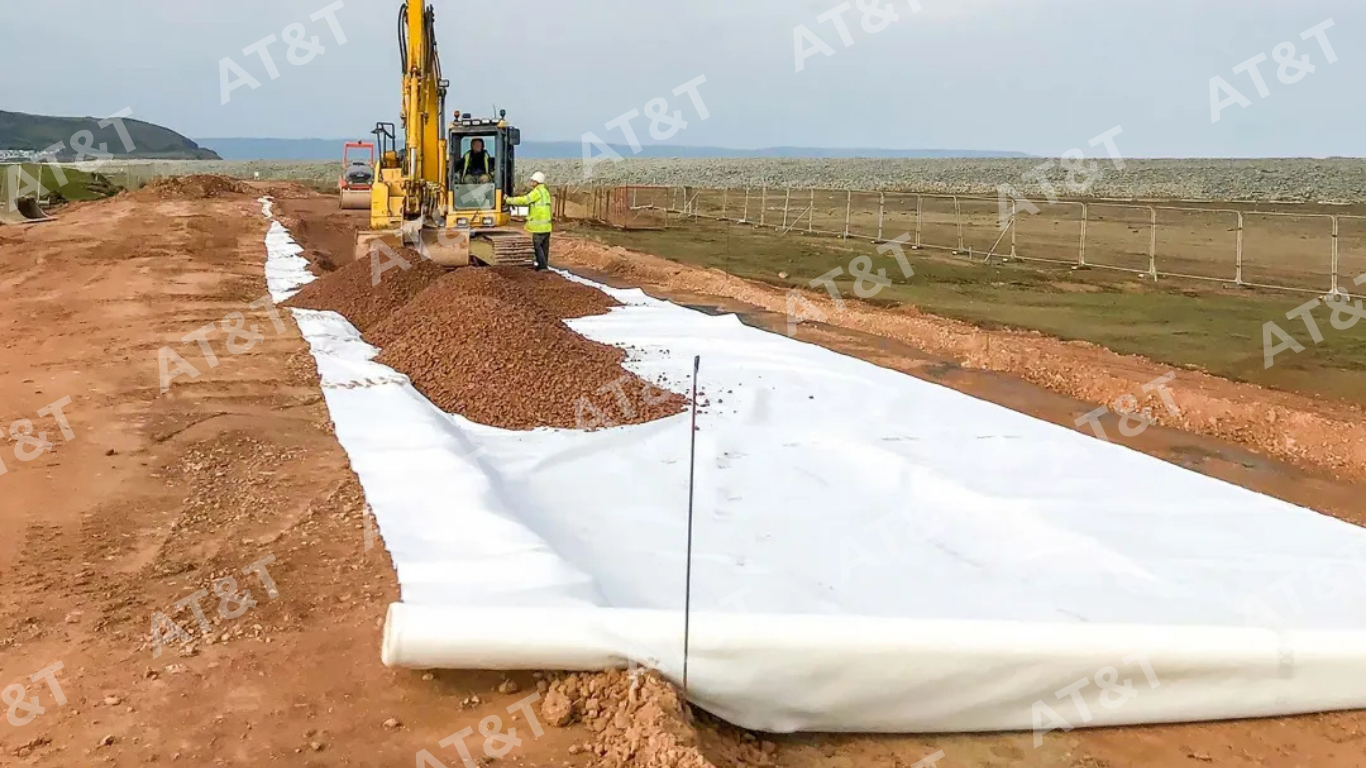 Thi công vải địa xanh tự phân hủy tại dự án đường giao thông